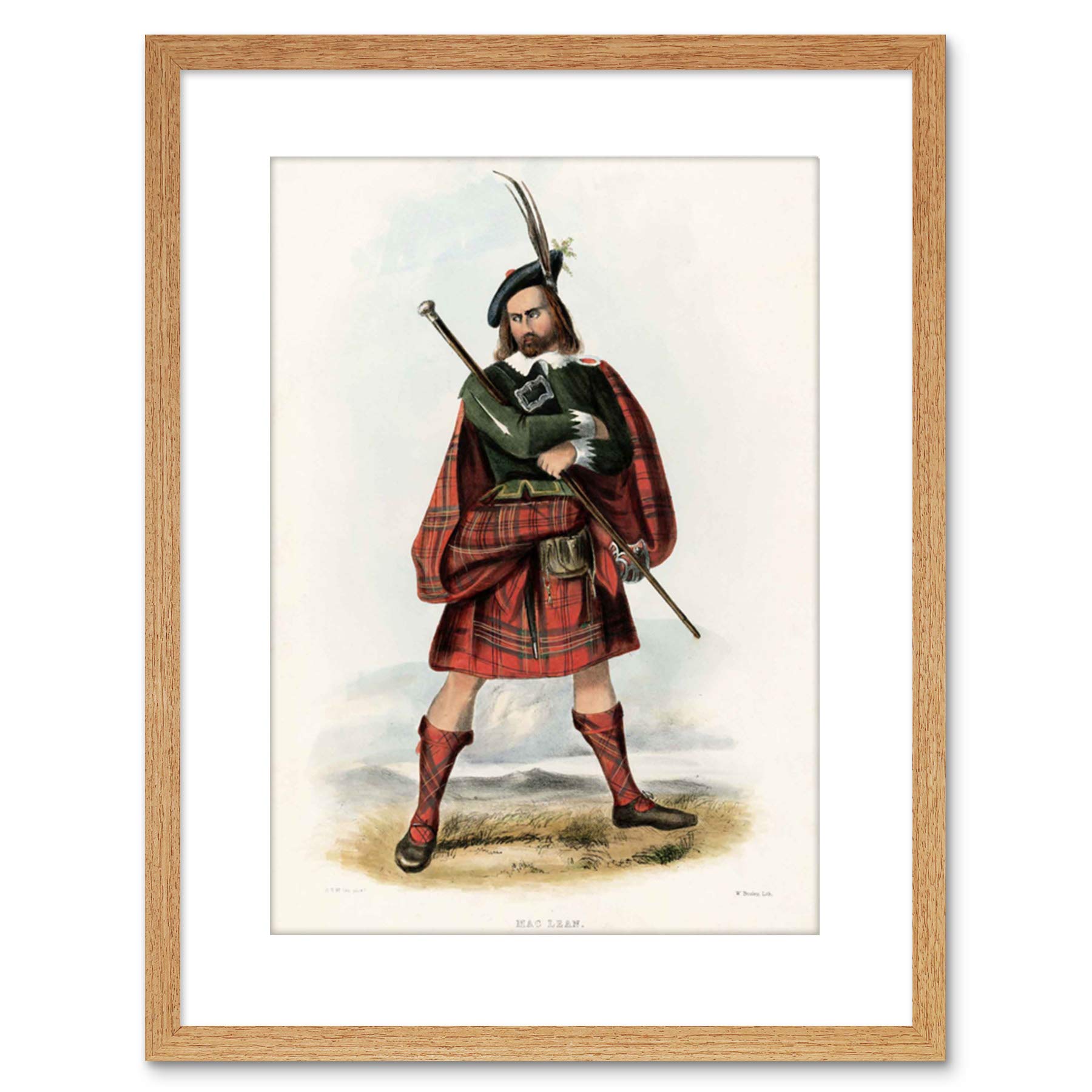 Wee Blue Coo PAINTING PORTRAIT HIGHLAND CLAN SCOTLAND TARTAN MACLEAN FRAMED PRINT F97X4939