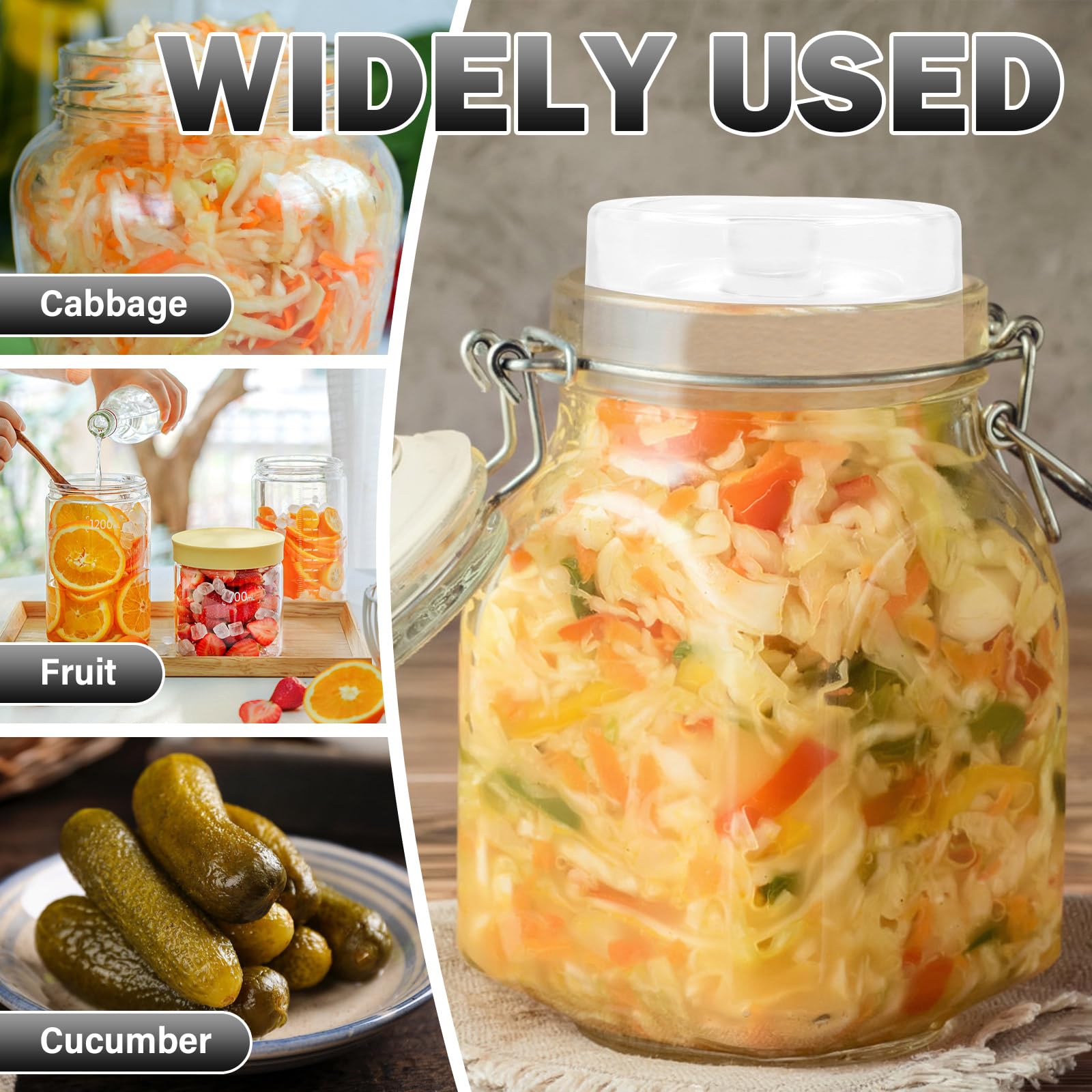 12 pesi per fermentazione, in vetro, trasparente, per fermentazione, 6,6 cm, peso fermentazione con manico, accessori per la casa e il commercio (colore trasparente 12 stile)
