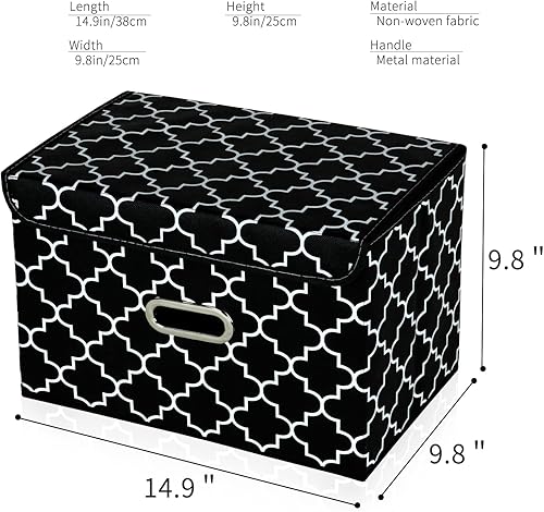 Vista 113 de STOREONE Contenedores de almacenamiento de tela, contenedor organizador plegable con tapas y asas de metal, para el hogar, dormitorio, armario, 3