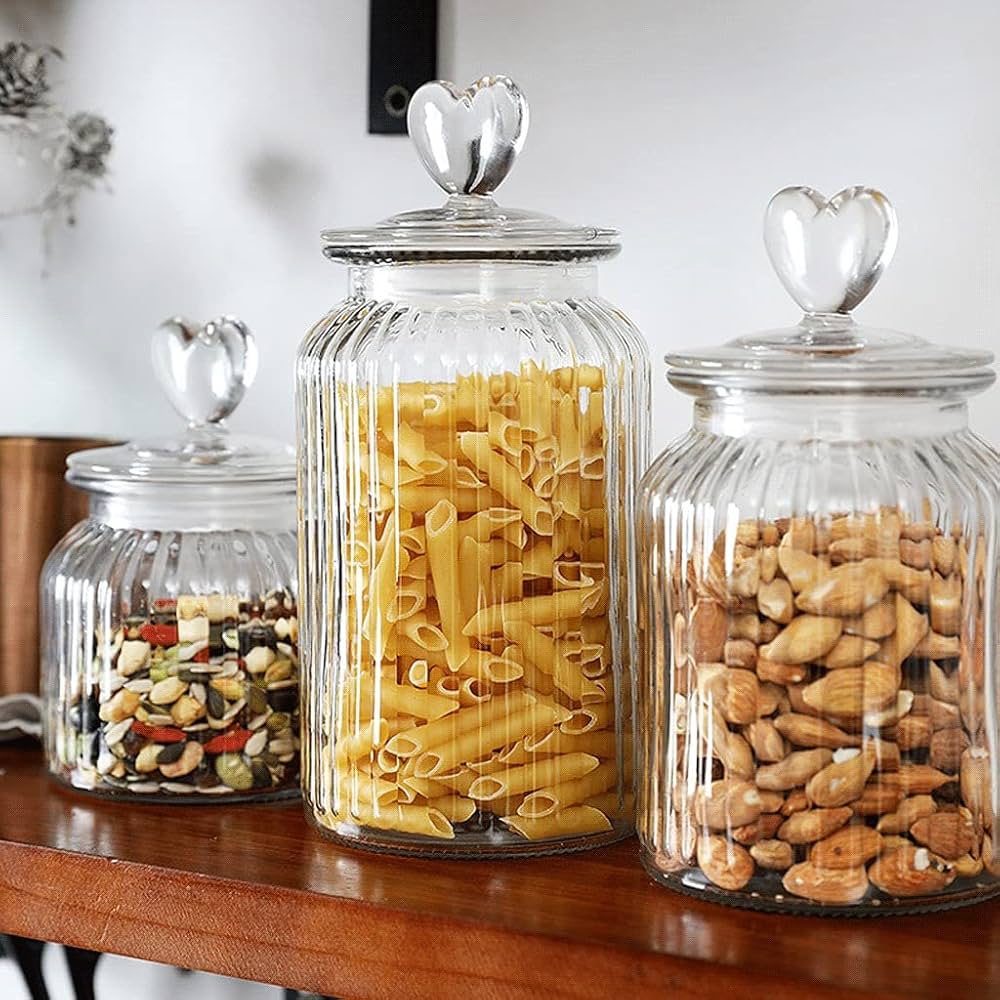 Amazon｜ティージャー 収納キャニスター 3個セット ガラスジャー