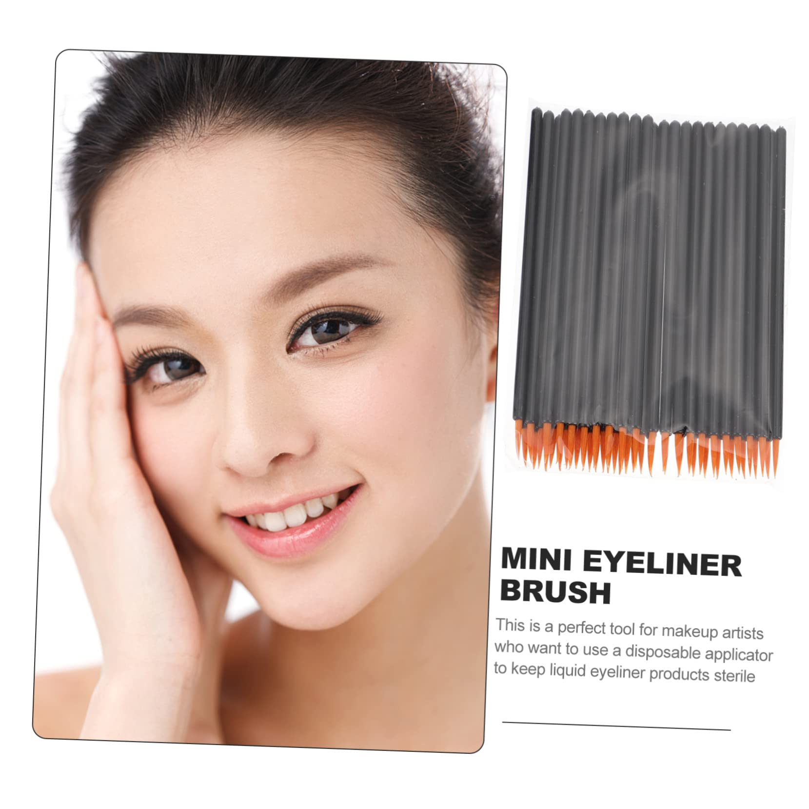 VICASKY Elegant Makeup Eyeliner Brush Disposable Eyeliner Applicator Brush Makeup Eye Tool Nylon Fiber Hard Tip 100pcs Pack for Travel Random