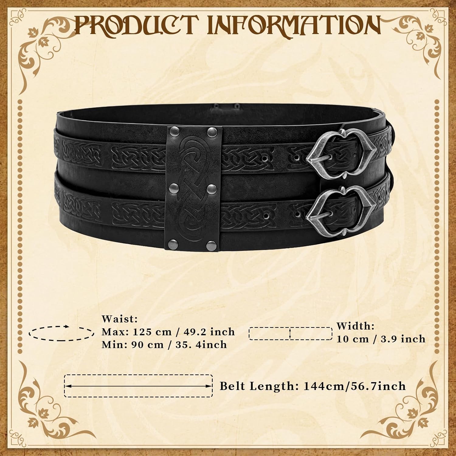 Medieval Viking Wide Belt Faux Leather Armor Knight Corset Belt for LARP Christmas Gifts Costume - Image 6