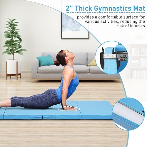 Miniatura 2 de Colchoneta de gimnasia, 3 x 6 pies, 4 x 8 pies, 2 pulgadas de grosor, plegable, para niños, para gimnasio en casa, ejercicio y juego