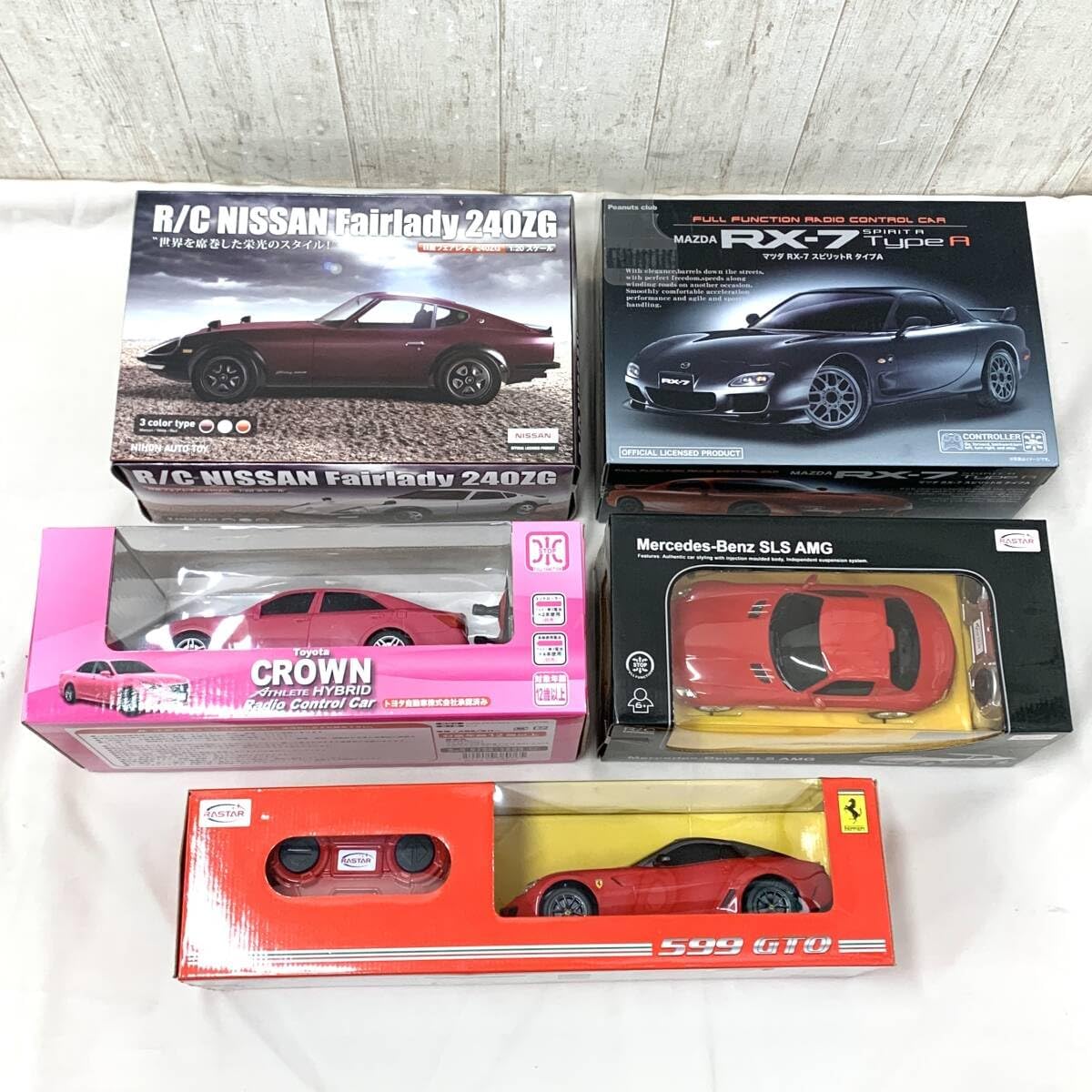 当時物 ラジコン 5点まとめ クラウン ピンク フェラーリ 599 GTO ベンツ SLS AMG RX-7 フェアレディ 240Z