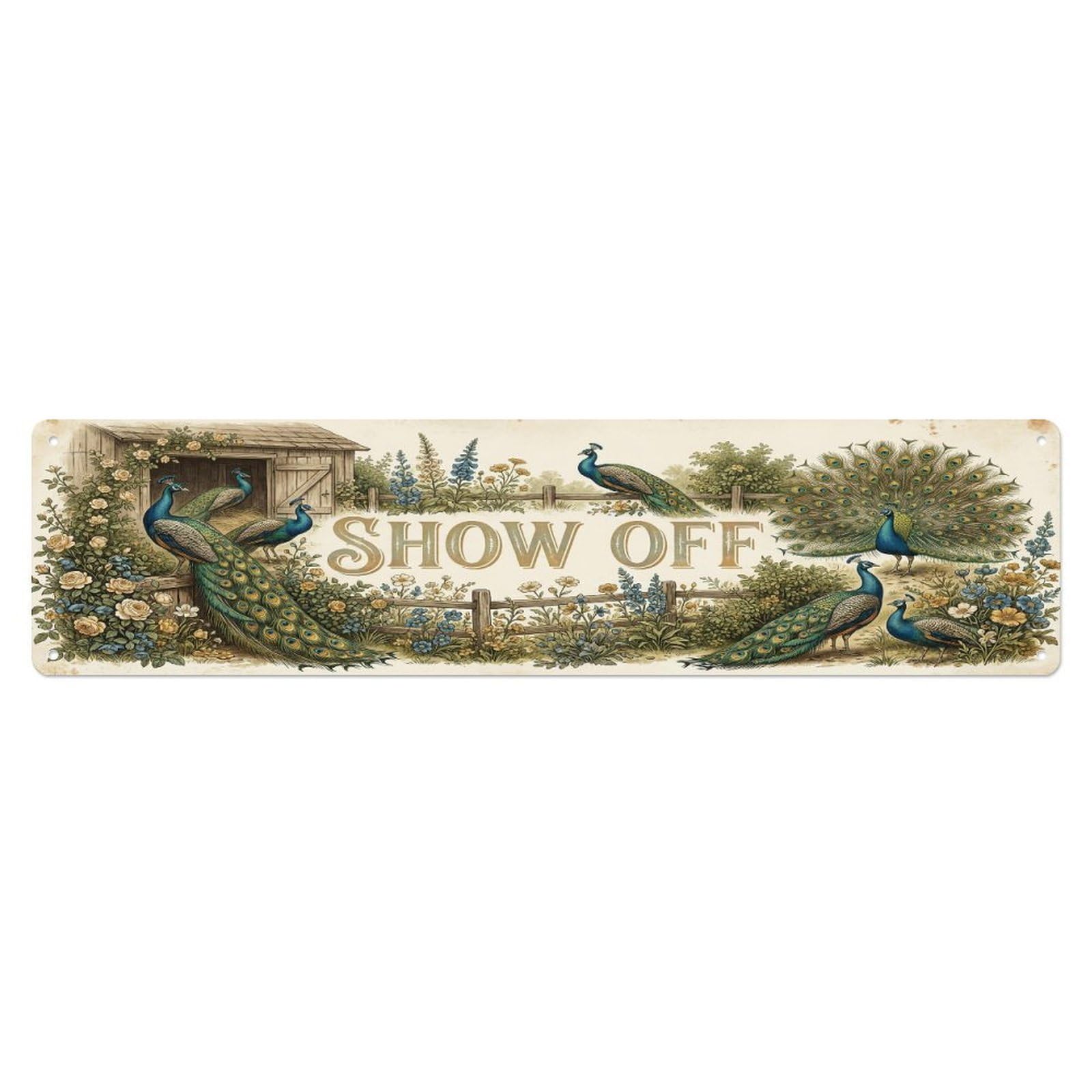 Vintage Coop Show Bird Farmhouse Funny Bird Backyard Farm Metal Tin Sign Plaque Wall Decor for Cafe, Club, Garden Metal Poster 4x16Inch