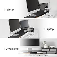 Vista 8 de Fenge - Soporte elevador para monitor de computadora con cajón para 2 o 3 monitores, soporte de escritorio ajustable en longitud y ángulo para Negro