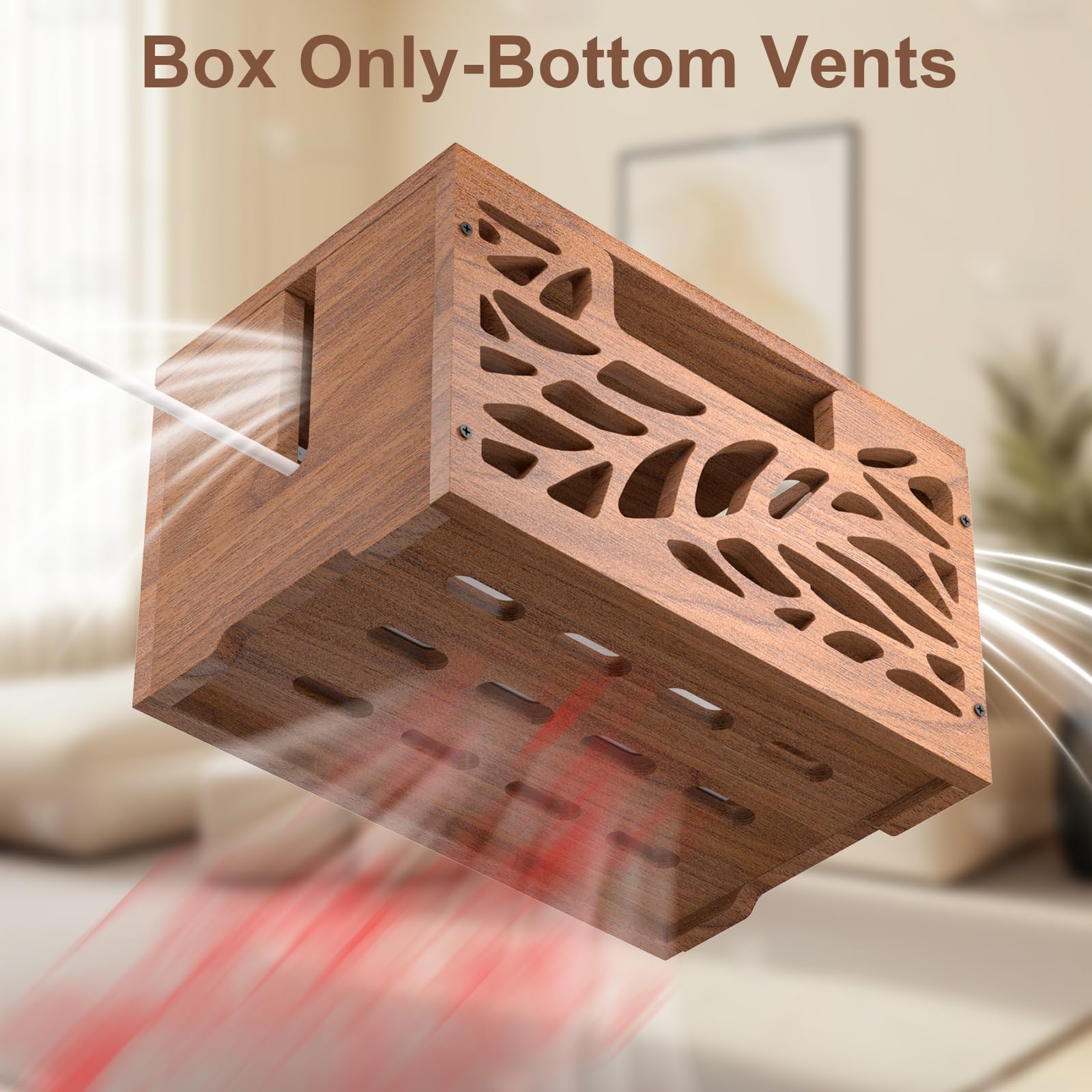 Kabelmanagementbox aus Holz, große Kabelversteck und Kabel-Organizer für Steckdosenleisten, elektrische Kabel, Schreibtisch- und Bodenkabel, geeignet für Zuhause und Büro