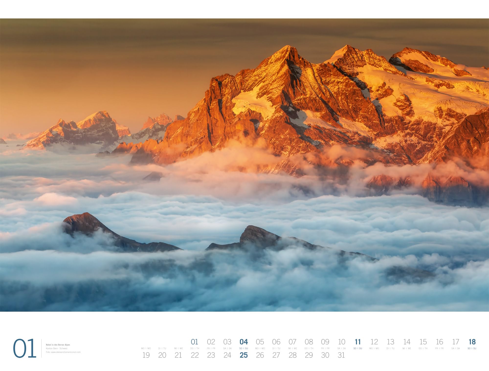 Alpen Gallery Kalender 2026 | Bildstarker Berge-Kalender im großen Querformat (66x50 cm) | Berge und Natur im Großformat