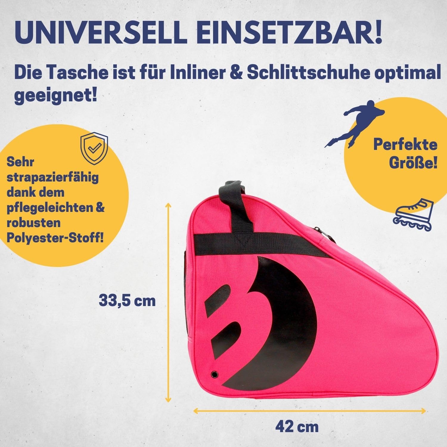 BEST SPORTING Tasche für Inlineskates und Schlittschuhe I Schlittschuhtasche mit verstellbarem Trageriemen I Rollschuhtasche I große Inliner-Tasche I Schlittschuhe Tasche