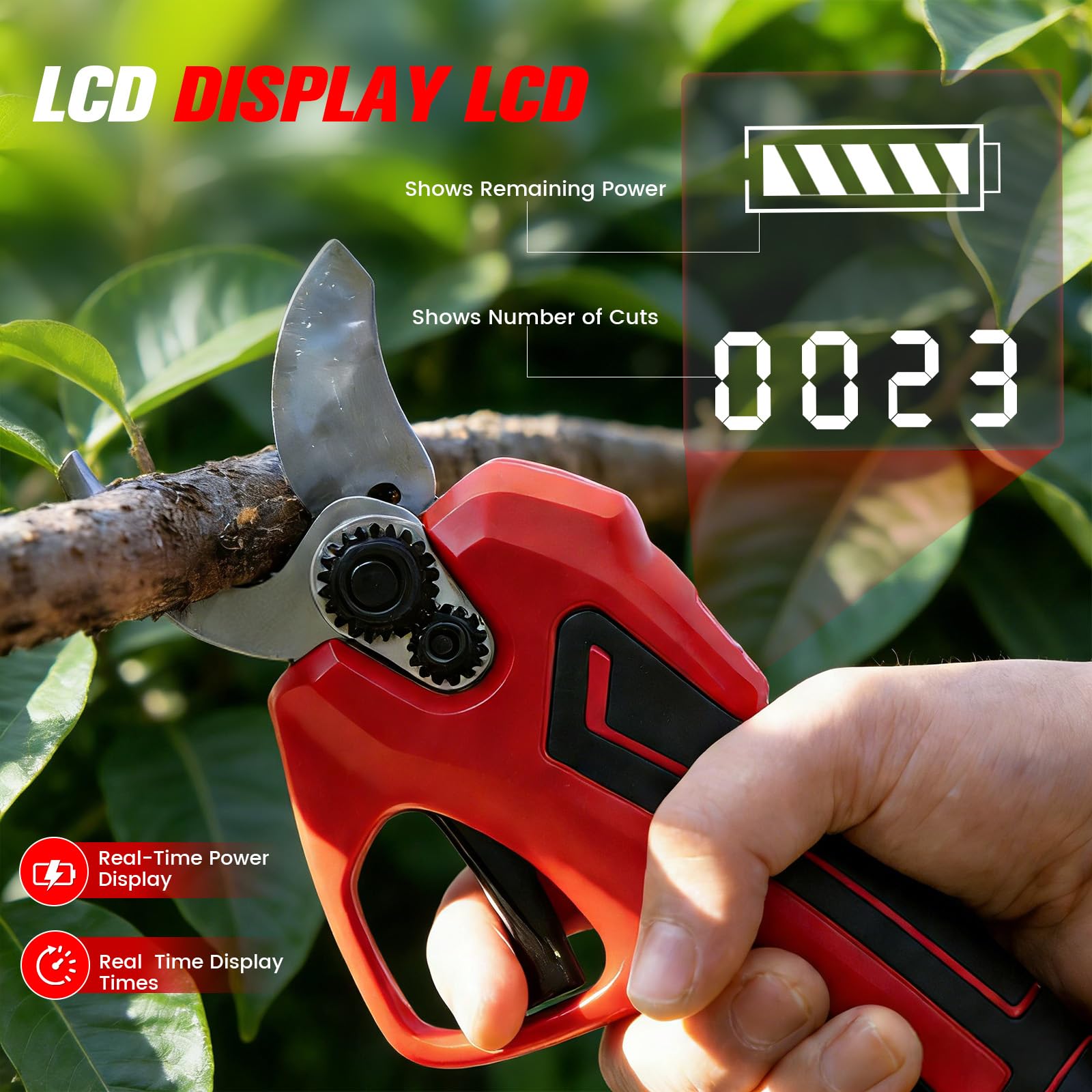 Sécateur électrique Compatible avec Les Batteries Makita 18 V, diamètre de Coupe Max. 30mm, sécateur sans balais avec écran LCD, pour Branches, arbustes, Troncs et Taille de la Vigne