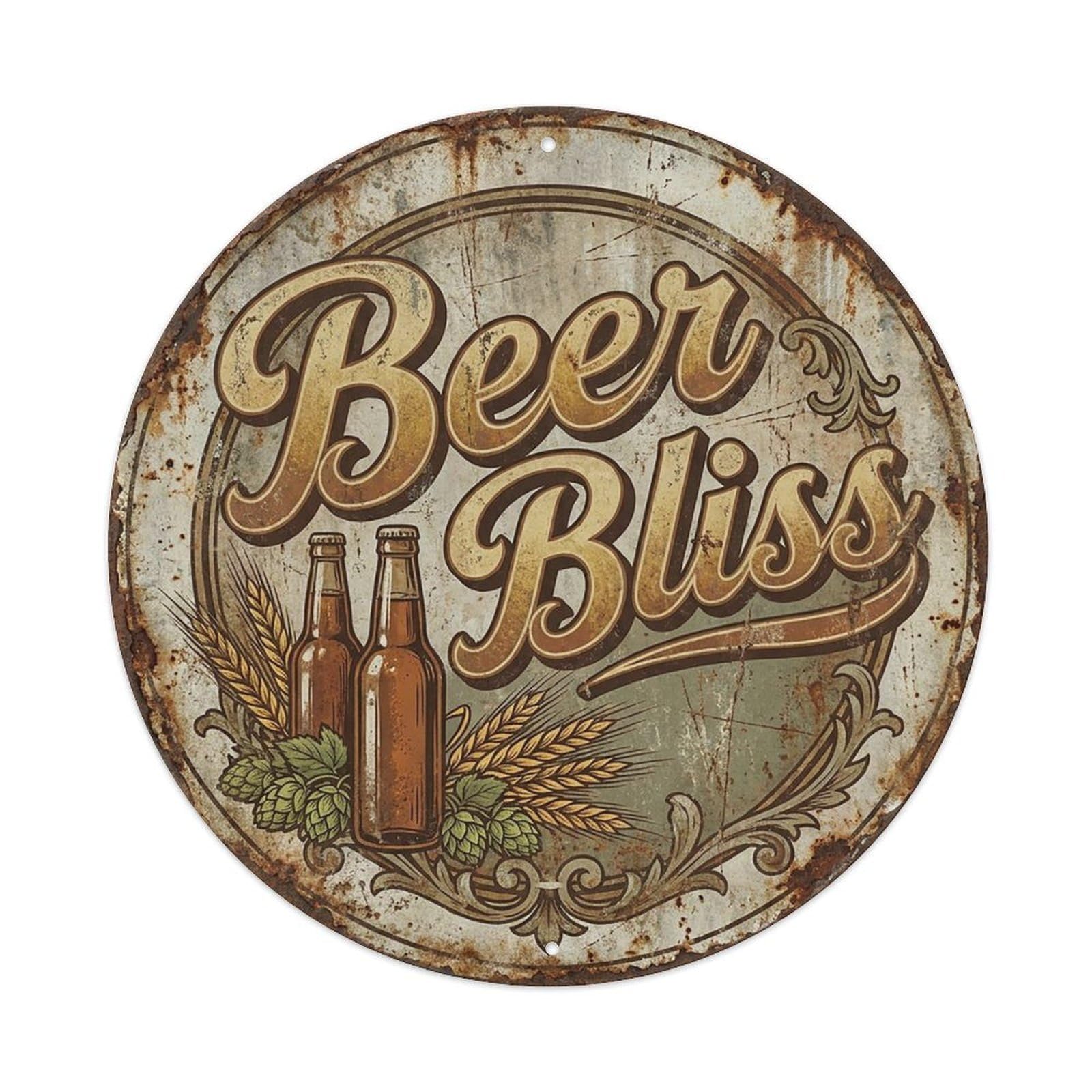 Vintage Beer Brewery Beer Bliss Retro Bar for Pub Vintage Metal Tin Sign Plaque Wall Decor for Cafe, Club Bar, Office, Garden Metal Poster 8x8Inch