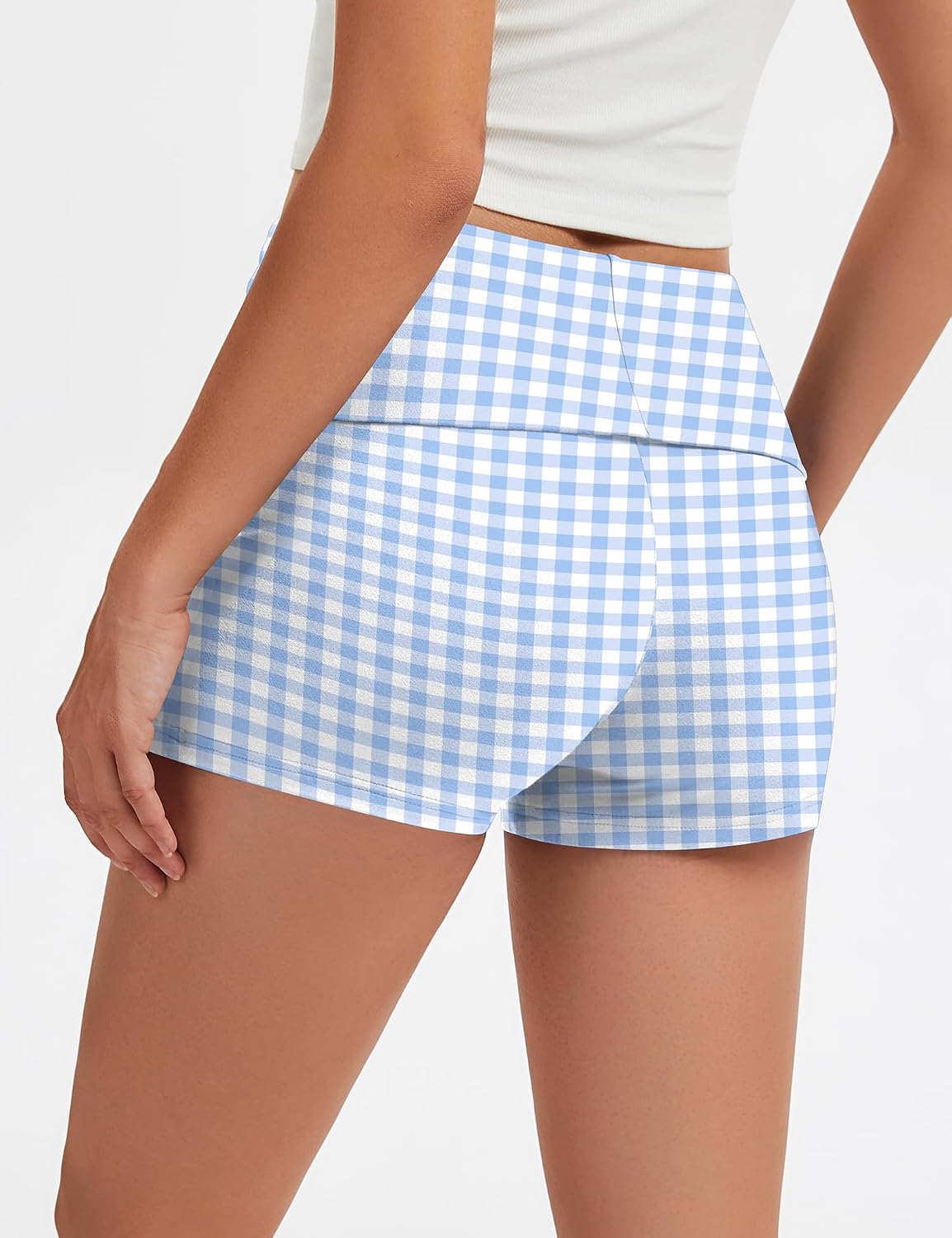 Rapbin Women's Fold Over Shorts Y2K Micro Mini Shorts Elastic Waist Pajama image 3