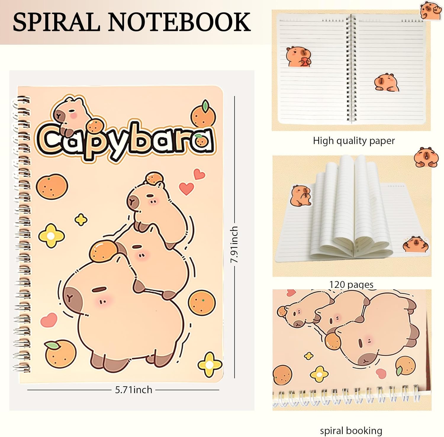Capybara Stationery Set,Cute School Supplies,Kawaii Stationery Birthday Christmas Gifts,Includes Sticky Notes,Mechanical Pencils,Highlighters,Notebook,Stickers etc,for Office School Supplies