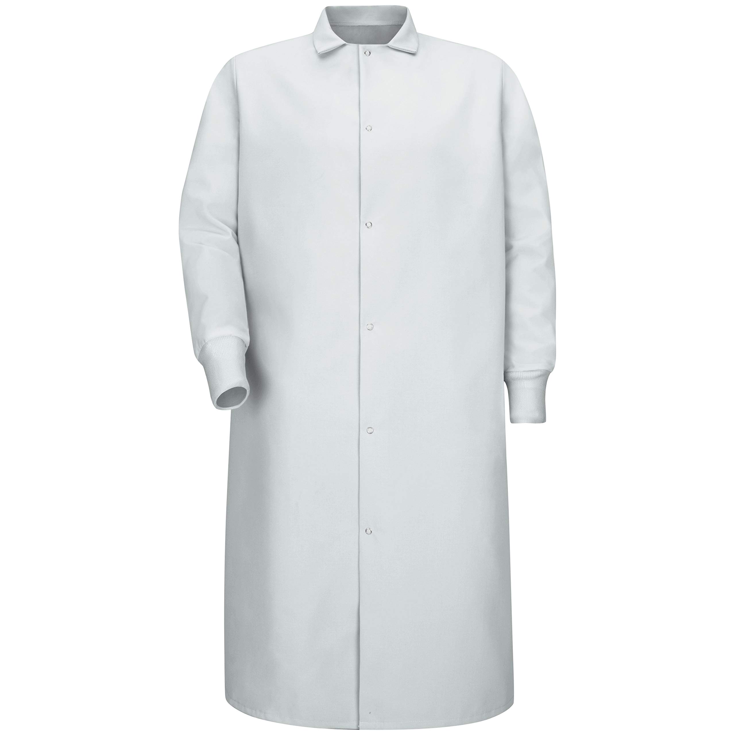 Red Kap Men's White Gripper Front Spun Polyester Pocketless Butcher Coat With Knit Cuffs, Xxxxxl