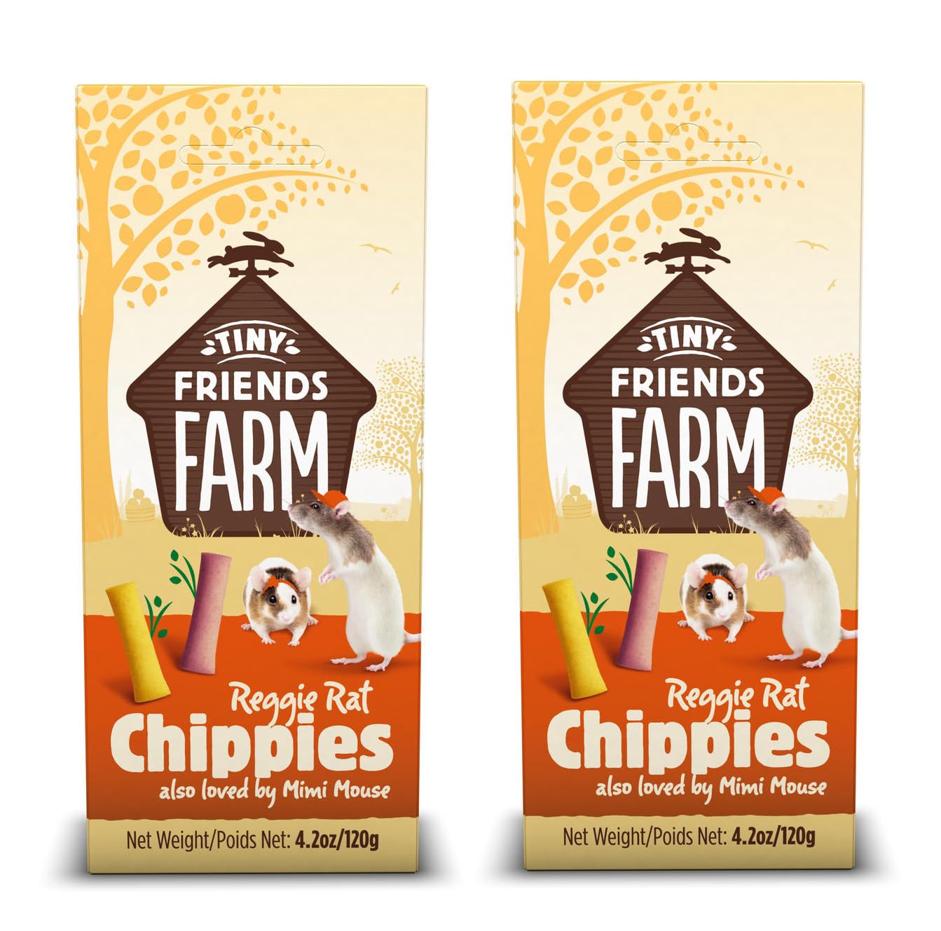 2x 120g Tiny Friends Farm Treat Biscuits Hamsters Rats Gerbil Ferrets (Reggie Rat Chippies) – Bundled by GetInStyle Shop