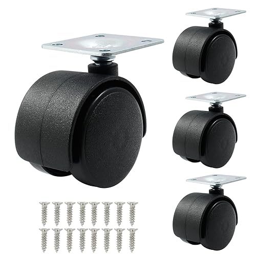Miniatura 7 de 4 ruedas giratorias de 1.5 pulgadas, ruedas giratorias de nailon negro con freno, ruedas giratorias de alta resistencia para muebles, carro,