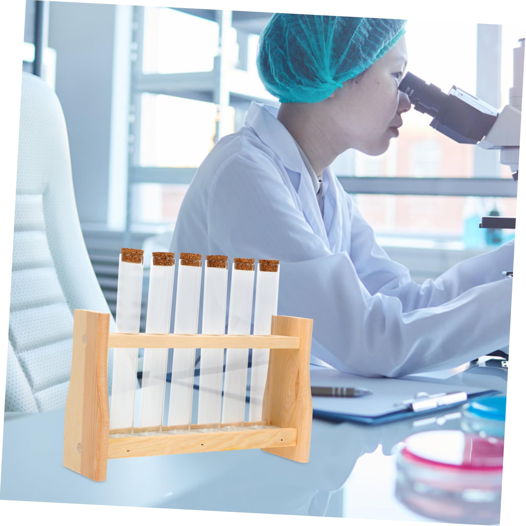 Soporte Diseño Estable Tubos de Ensayo Madera e de y Adecuado para Previene Caídas Aceites Esenciales Perfumes Laboratorio Instituto de Investigación