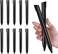 13-Pack 8-Inch Galvanized Steel Landscape Edging Stakes - Curved Top, Reinforcing Rib, Black Garden Border Anchors for Lawns & Terraces
