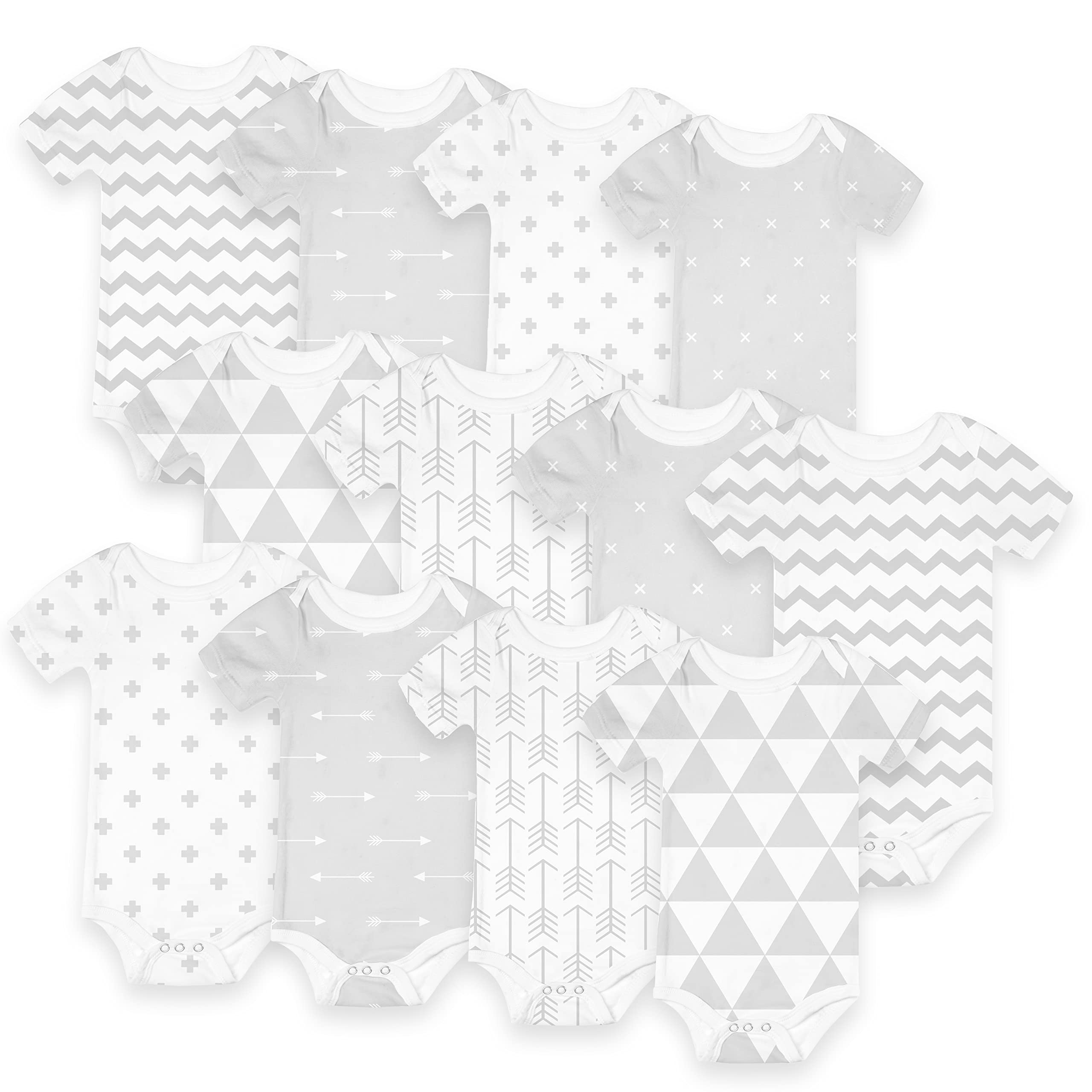 Short Sleeve Cotton Baby Bodysuits One Piece For Boys Girls 12 Pack (6-9 Months)