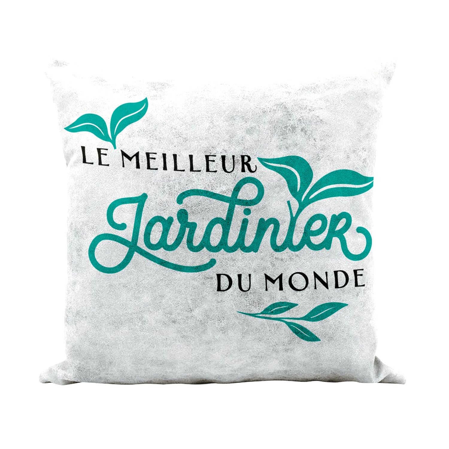 Coussin similicuir blanc 40x40 cm imprimé Le Meilleur Jardinier du Monde