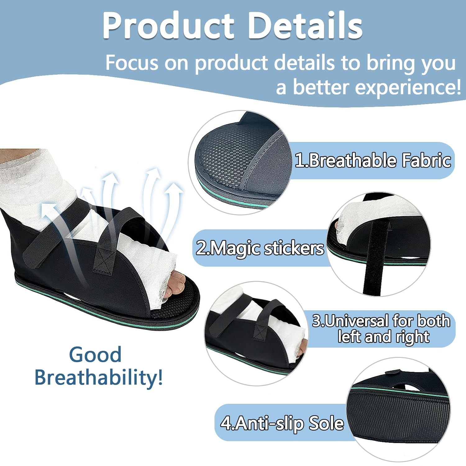 Medical open-toe plaster shoe,Adjustable Walking Boots Recovery Cast Shoe Covers,Universal for Both Left and Right Feet,Medical Boots for Men or Women L - Image 4