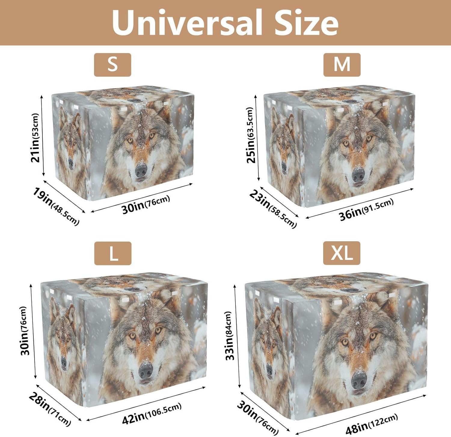 Winter Wolf Dog Crate Cover Roll-up Side Panels, Cage Cover for Indoor Pets, Large