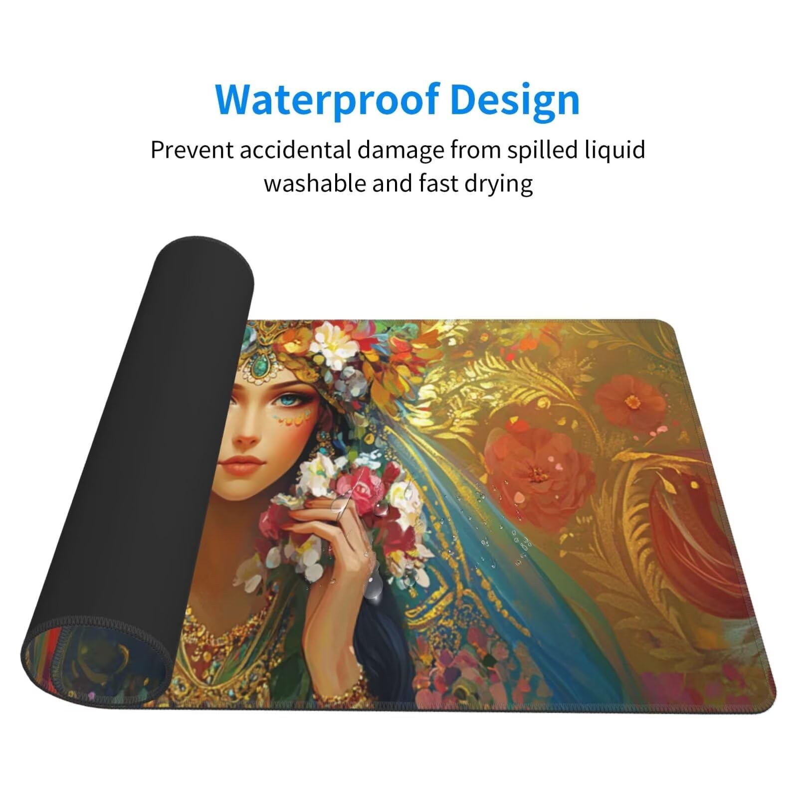 Żółta podkładka pod mysz XXL Piękna mata na biurko 1600 x 800 x 3 mm zmywalna podkładka do gier na laptopa, z antypoślizgową gumową podstawą do gier, komputera, personelu biurowego Y1235