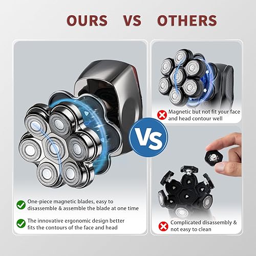 Miniatura 4 de Afeitadoras de cabeza 2025 para hombres calvos maquinilla de afeitar eléctrica 5 en 1 kit de aseo impermeable para hombres calvos