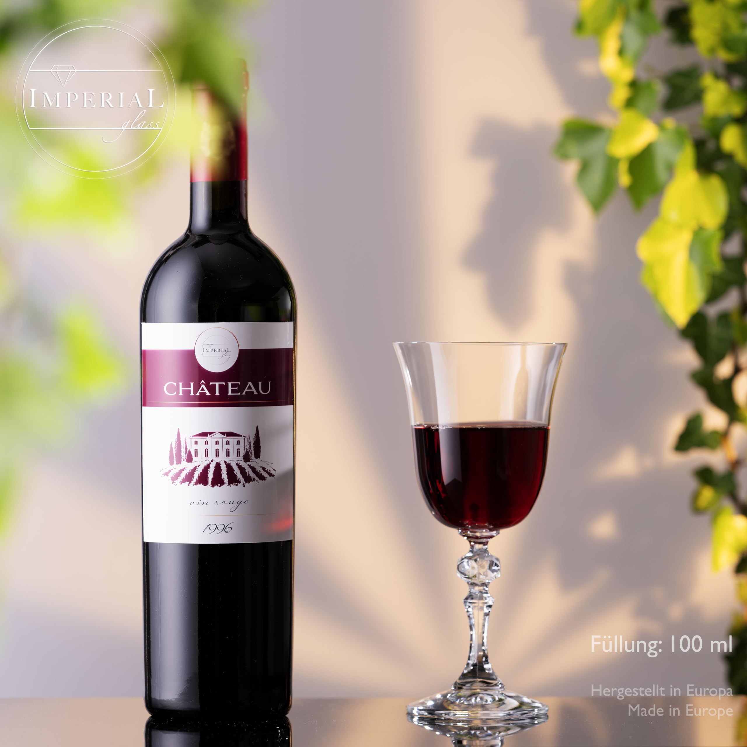 Imperial Lot de 6 verres à vin rouge élégants 220 ml - Série « Vintage » - En verre cristalline - Passe au lave-vaisselle