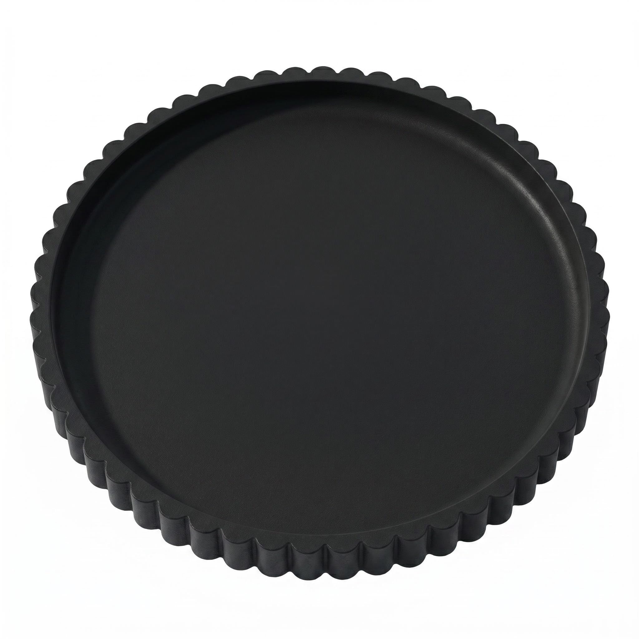Decorative Tray & Trays Decorative, Round Tray with Wavy Edge 9 Inch for Bathroom, Bedroom, Kitchen, Black Storage for Perfume, Candle, Makeup, Water-Resistant & Non-Slip