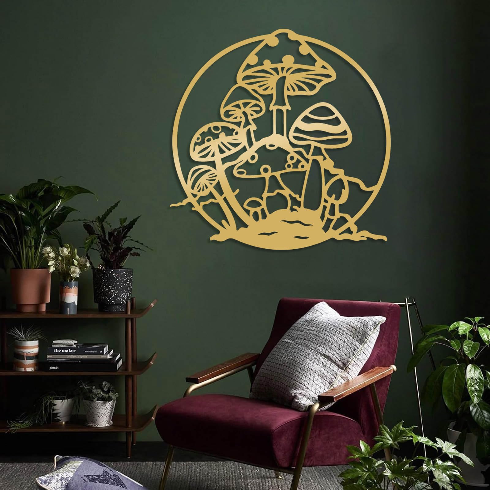 Decorazione da Parete in Metallo, Decorazione da Parete a Forma di Fungo, Decorazione da Parete in Stile Bohémien, Decorazione da Parete per Giardino, Decorazione da pare