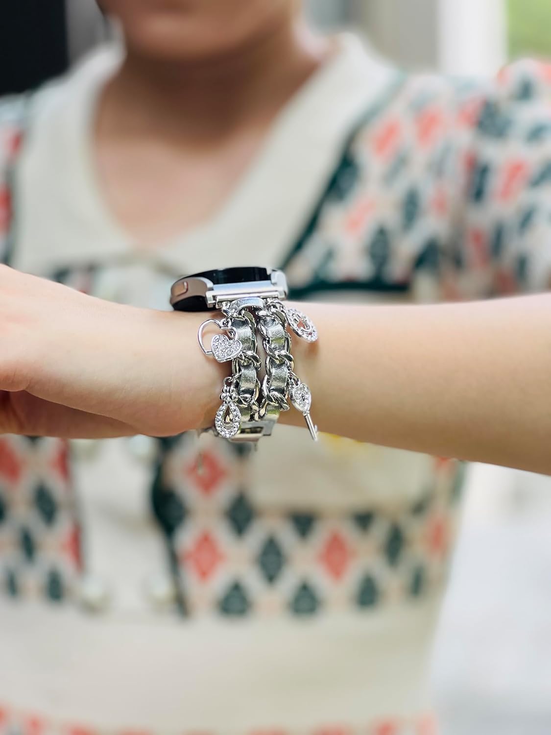 Bracelet Band with Cute Charm Compatible for Samsung Galaxy Watch 7 6 5 4 FE 40mm 44mm/5 Pro 45mm/6 Classic 43mm 47mm/4 Classic 42mm 46mm, Galaxy Active 2, 20mm Metal Replacement Strap for Women - Image 6