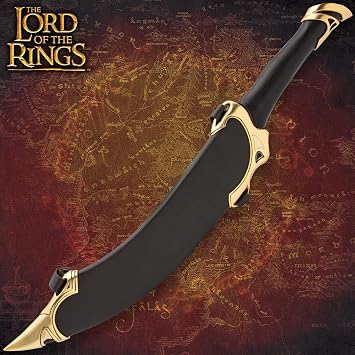 United Cutlery Lord of The Rings Elven Knife of Strider | LOTR Officially Licensed Reproduction | Stainless Steel Blade | Wooden Wall Plaque | Certificate of Authenticity | Full Size Replica | LOTR Officially Licensed Reproduction | Stainless Steel Blade | Wooden Wall Plaque | Certificate of Authenticity