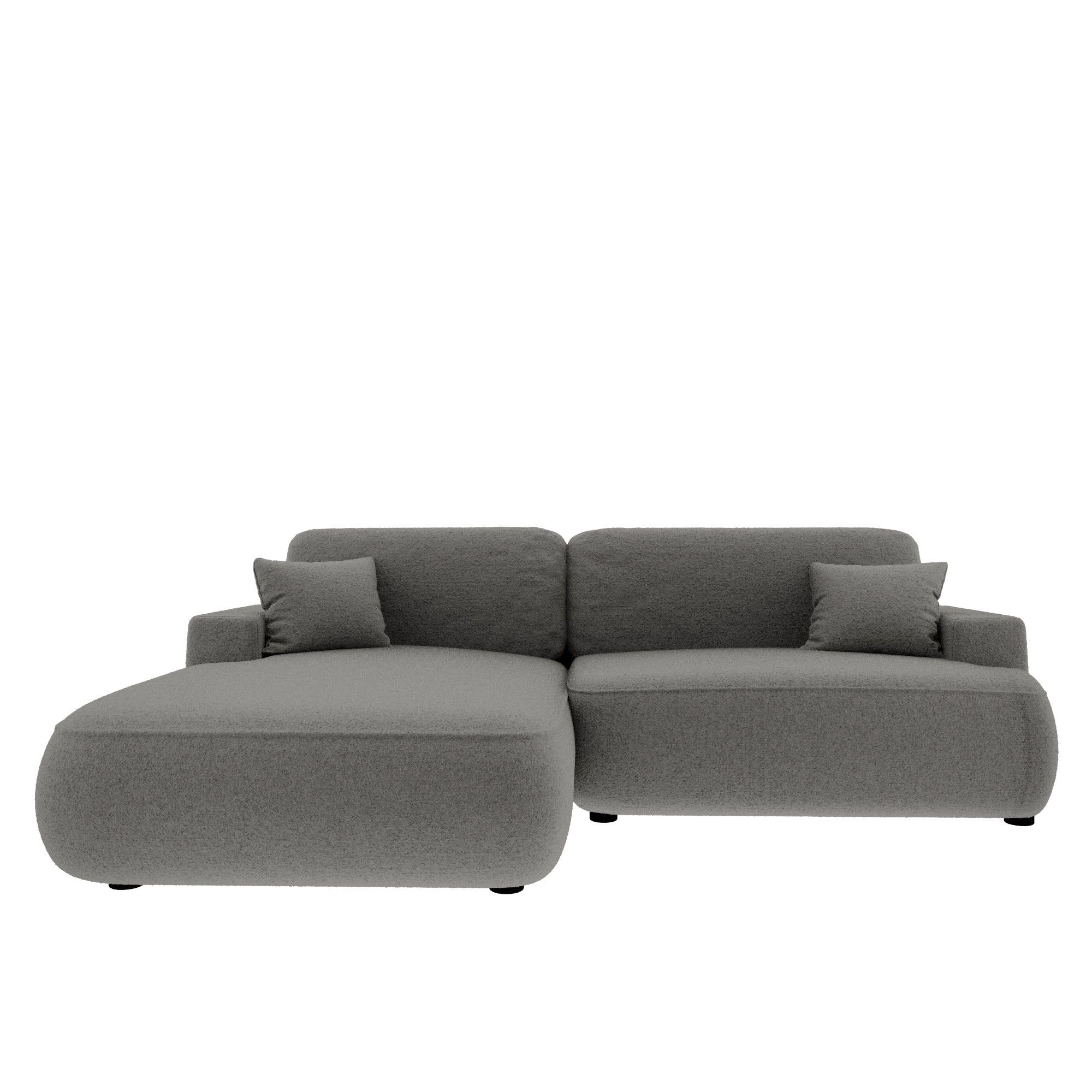 FURNISTAR Gaya Schlafcouch mit Bettkasten - Ecksofa mit Schlaffunktion - Eckcouch - Wohnlandschaft - 260 cm - Links, Grau