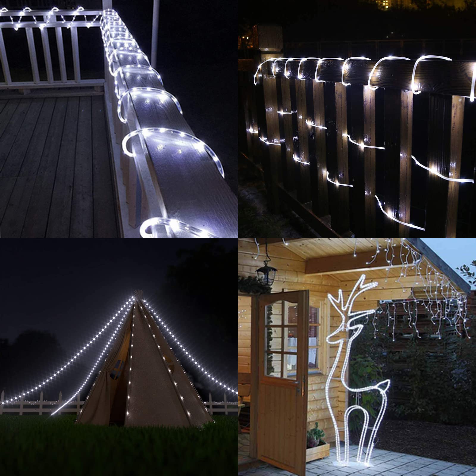 TUBO LUMINOSO LED LUCI DI NATALE IMPERMEABILE ESTERNO BIANCO NATURALE 10 METRI