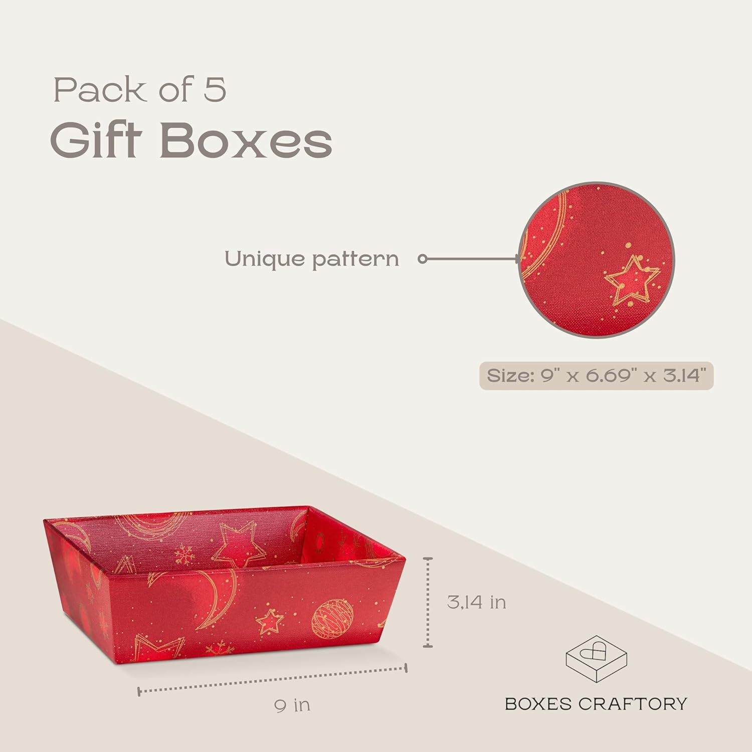 Set of 5 Empty Baskets for Gifts - Gift Baskets Empty to Fill Ideal for Christmas Gifts and Valentines Presents - 9" x 6.69" x 3.14" Red Universe