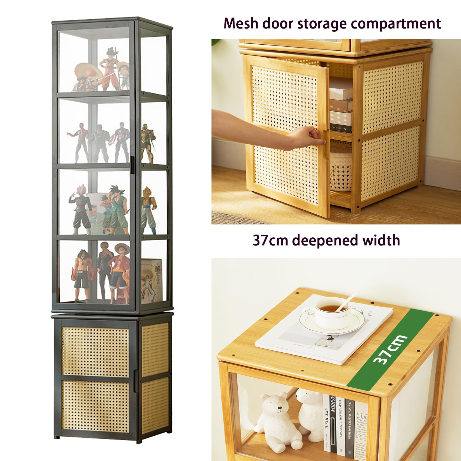 Tonchean Drehbares Bücherregal Aus Bambus & Acryl – 2-stöckig, Transparent, 67,8 X 33,5 Cm
