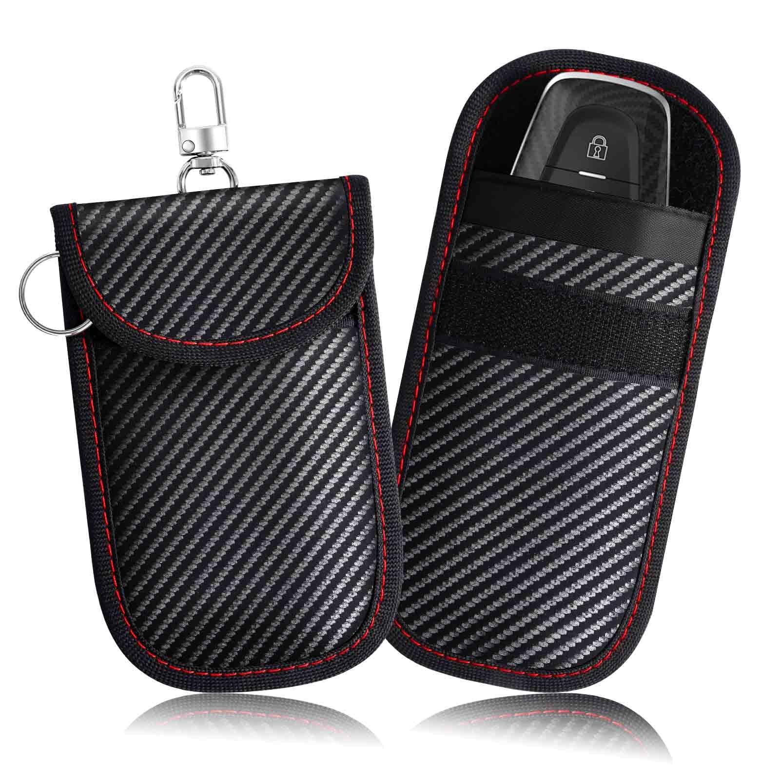 BRILLIRARE 2 Pack Faraday Bags for Key Fob, Faraday Pouch Car Keys RFID Signal Blocking Holder Small, Keyless Entry Blocker Protector, Anti-Theft