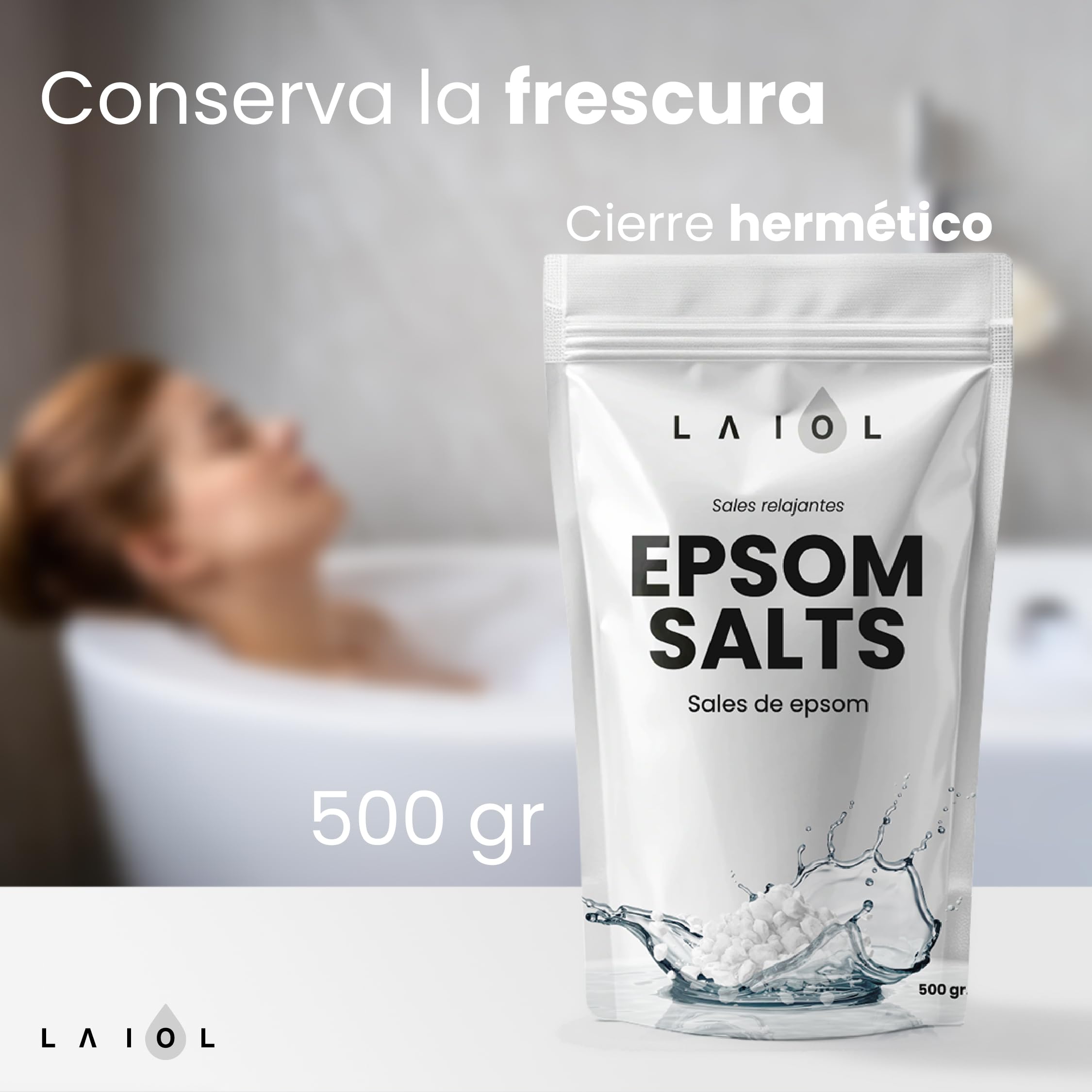 Sales de Epsom 500g Premium para Baño y Pies – Relajación Muscular, Detox con Magnesio y Alivio del Estrés