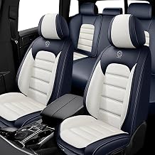 5 Seat Covers for Mazda CX-3 CX-30 CX-5 CX-50/Hybrid CX-7 CX-70 CX-70 PHEV CX-9 CX-90/PHEV Mazda2 Mazda3 Mazda5 Mazda6 MazdaSpeed3 MazdaSpeed6 MPV MX-30 Leather Seat CoverWhite+Blue