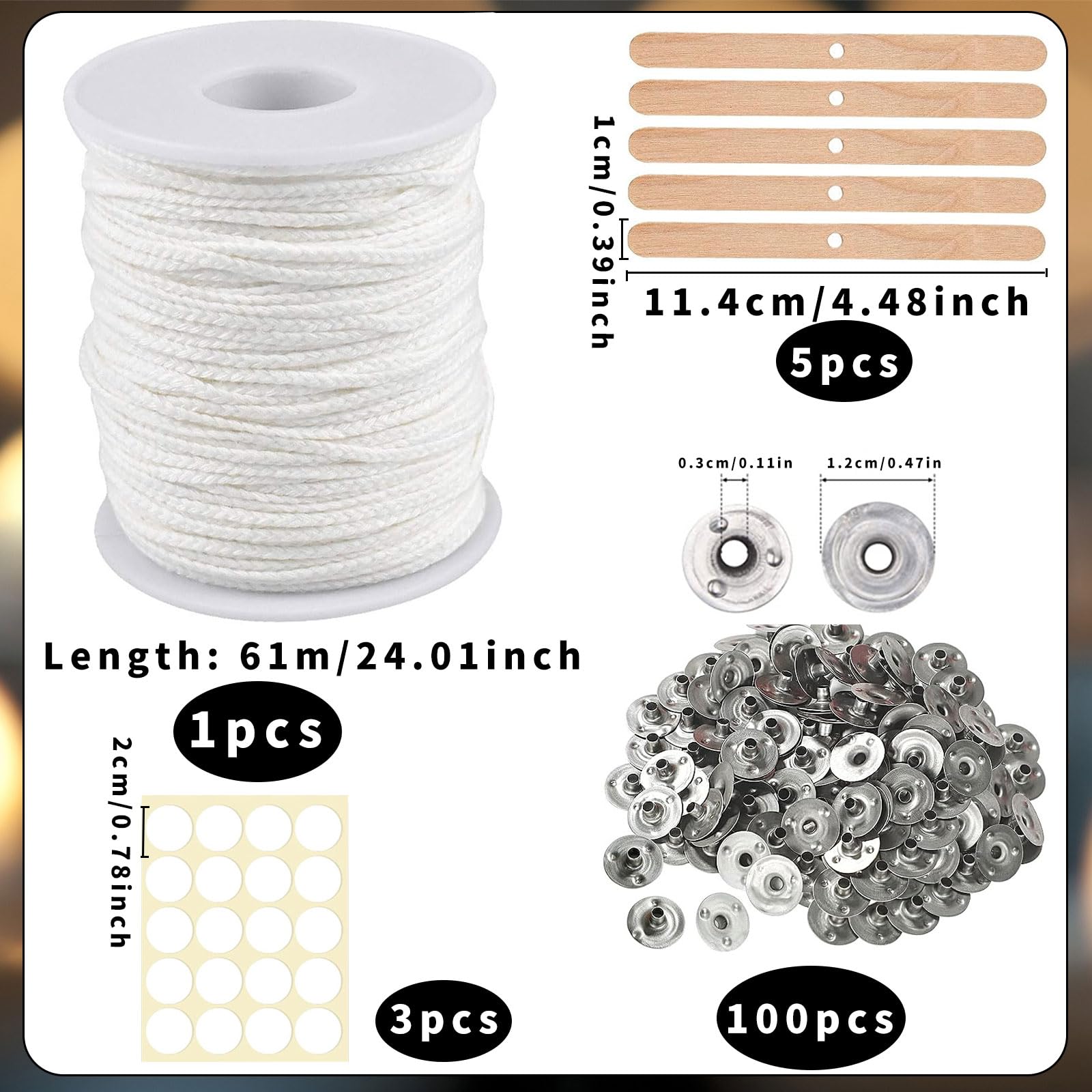 Lot De 100 Mèches De Bougie Pré-cirées En Coton Naturel Pré-ciré