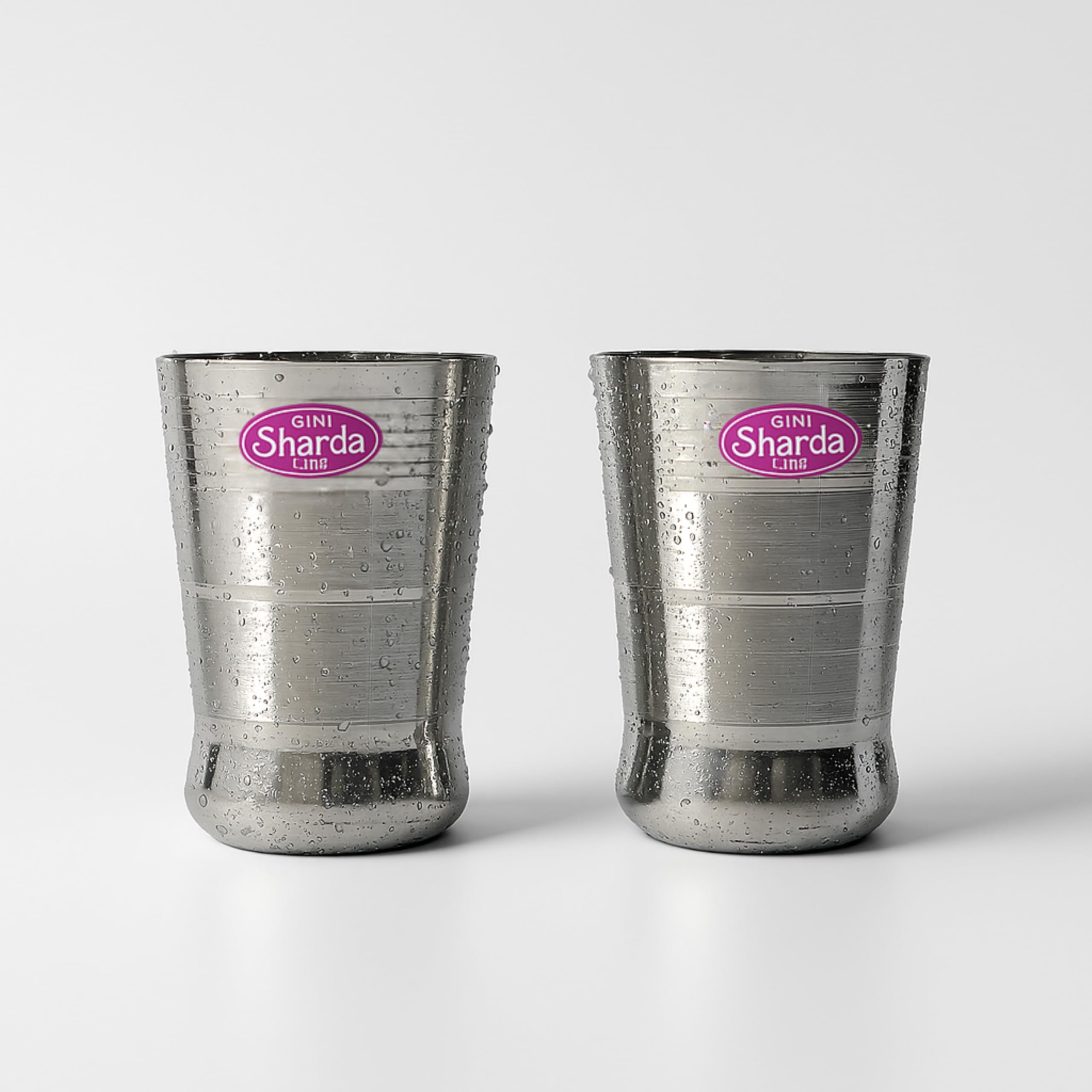 Sharda Metals Steel Glasses Set of 2 for Water, Used Everyday - Solid - 350 ml