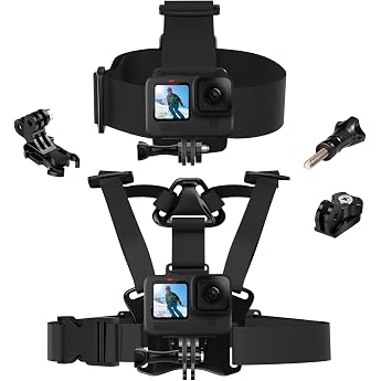 TELESIN Action Camera Head Strap and Chest Strap Camera Mount Accessory Kit Compatible with GoPro 13/12/11/10/9/8/7+ DJI Action 6 5 Pro 4/3/2 Insta and Most Action Cameras