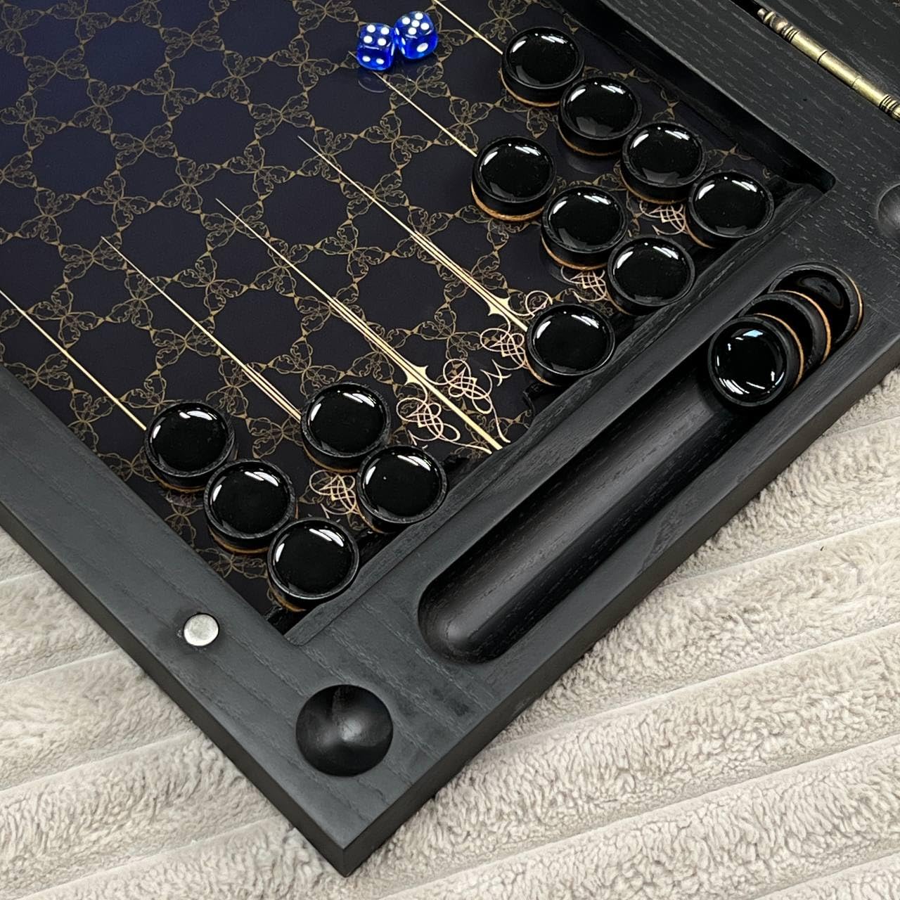 Backgammon de luxe - En bois - 60 cm - Fabriqué à la main - Avec verre trempé - Grand jeu de backgammon pour professionnels et collectionneurs