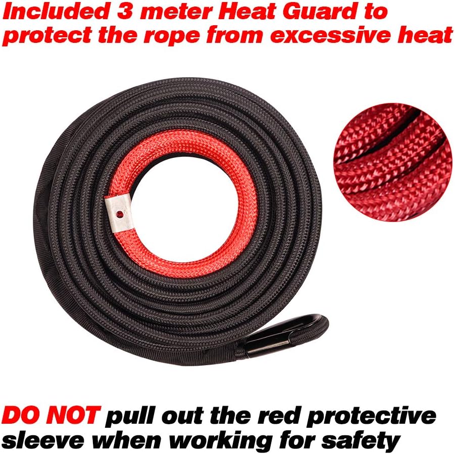 Best Quality 🔥 Ayleid Synthetic Winch Rope 100' x 3/8 Winch Line Cable 20500 LBS with Protective Sleeve for 4WD UTV ATV