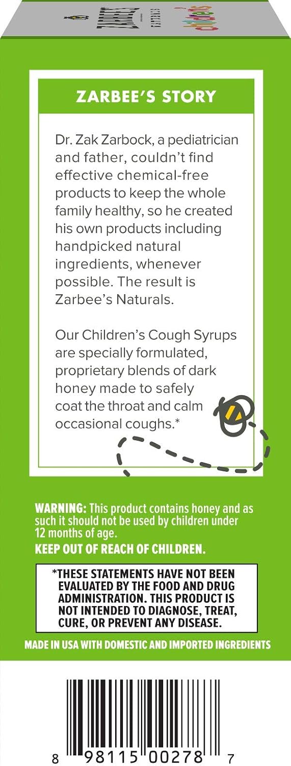 Zarbee's Children's Cough Syrup + Mucus Daytime, Cherry 4oz