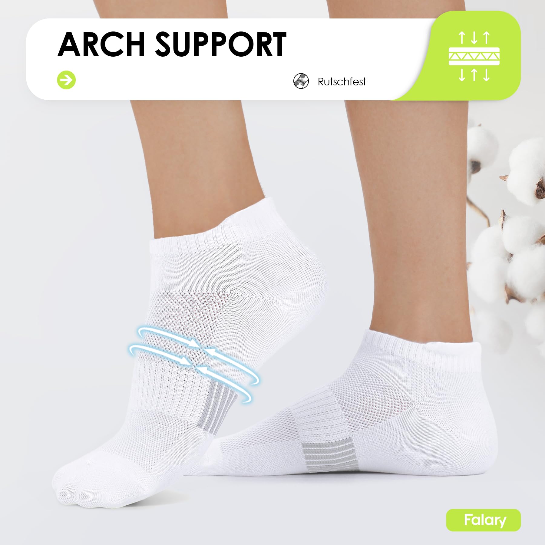 FALARY Calzini sportivi Calzini da ginnastica Uomo e donna 8 paia Calzini da corsa Calzini in cotone traspiranteCalzini alla caviglia Calzini lunghi Taglia 35-50 Nero Bianco