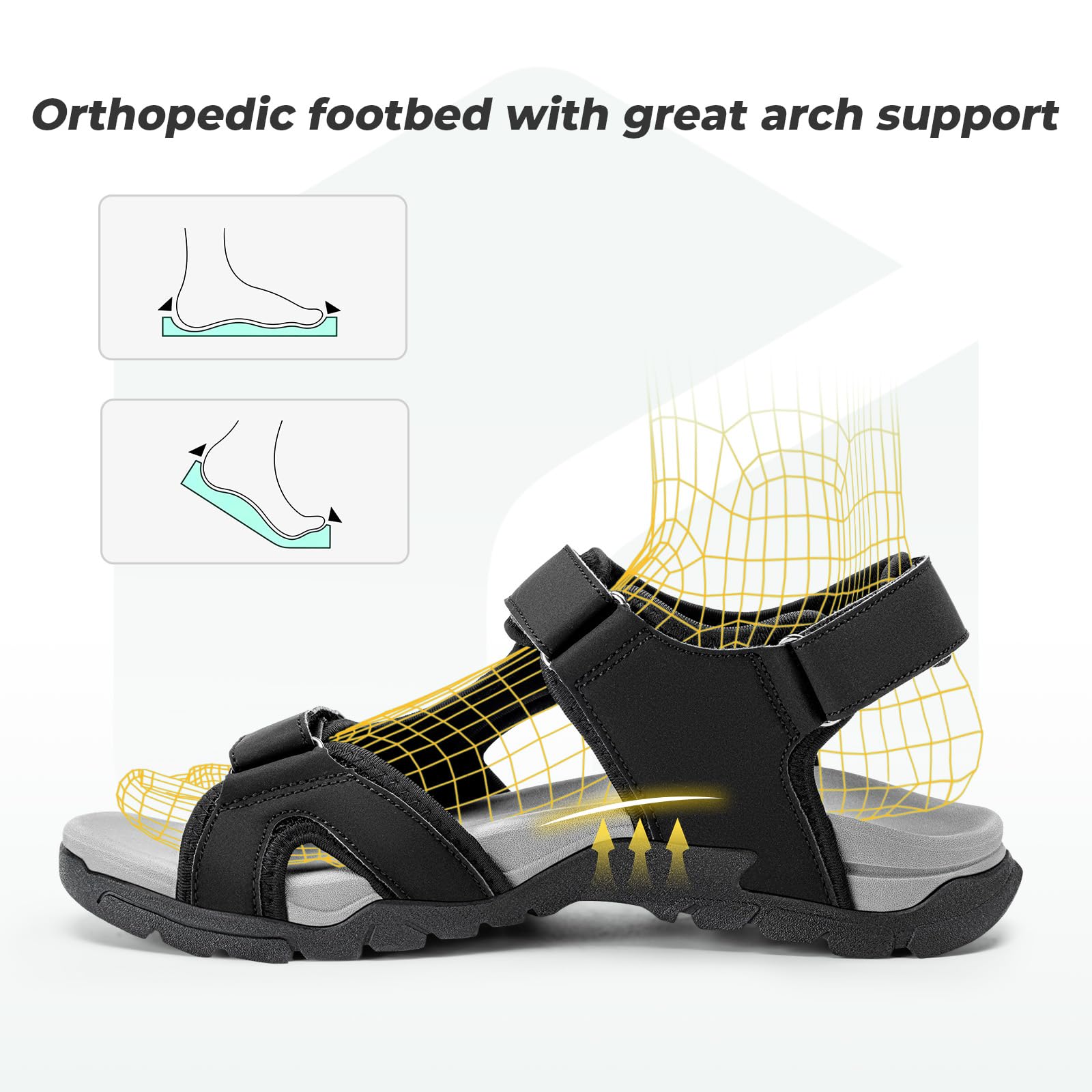 FitVille Sandali Sportivi Uomo Larghi - Sandali Outdoor con Chiusura a Strappo Antiscivolo Leggeri Scarpe da Trekking Traspiranti per L'Estate