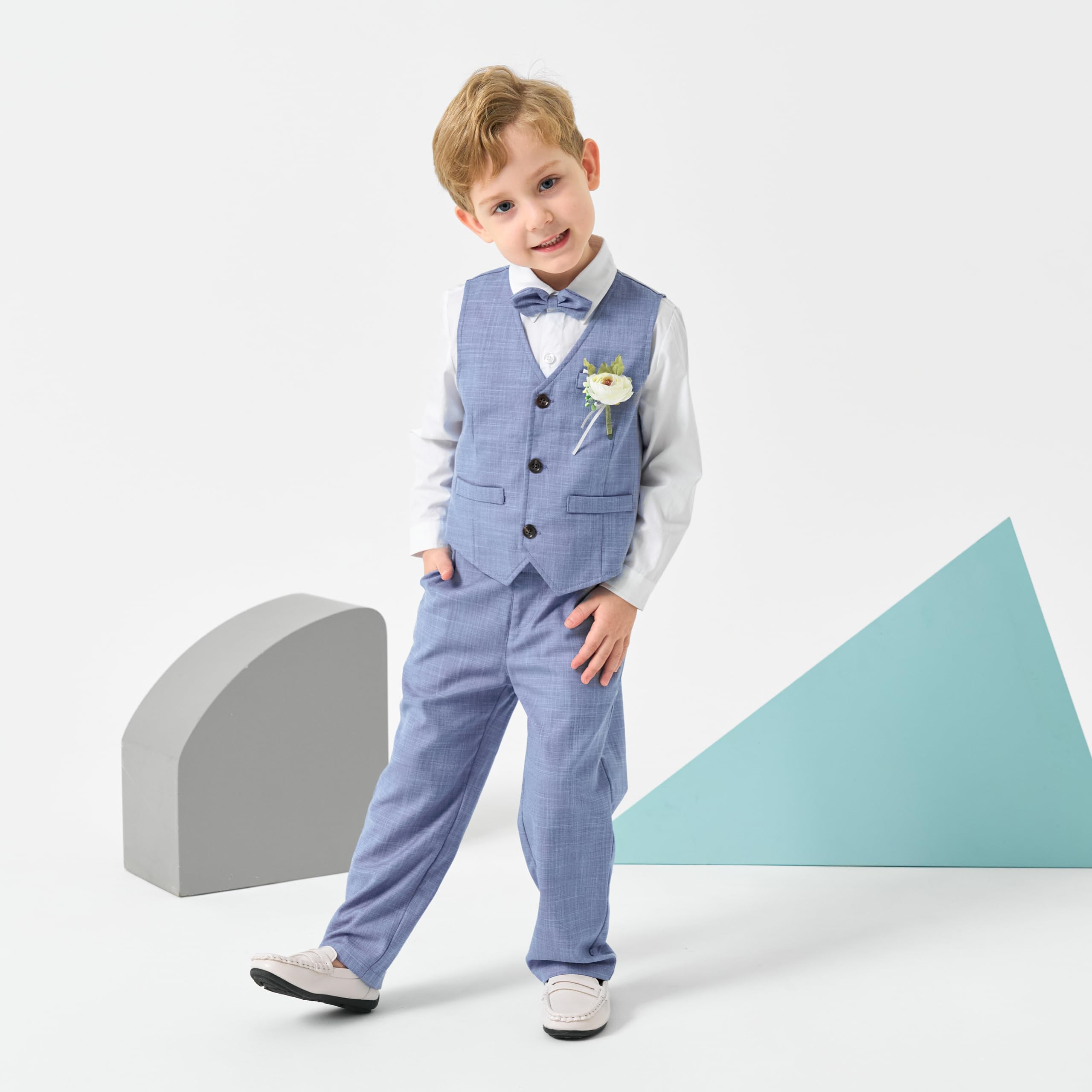 Volunboy Baby Jungen Anzug, Kinder Anzugweste Festliche Hochzeit Kleidung Bekleidung Set 4tlg