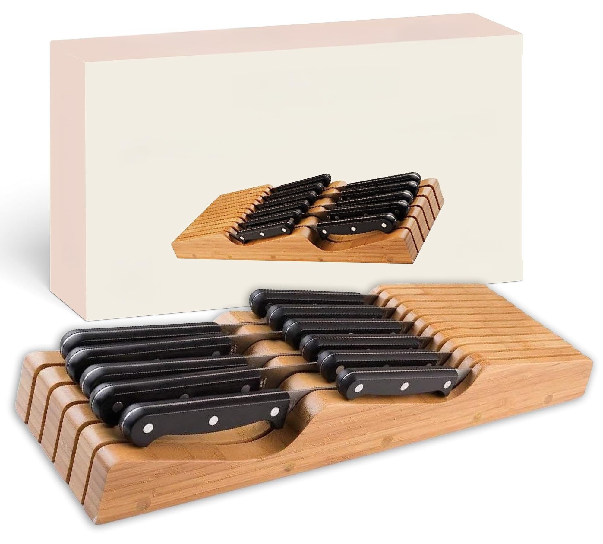 THE WHITE SHOPKnife Drawer Organizer | Store Knives Safely with The Blades Down | Storage Solution for Your Kitchen | Knife Organizer